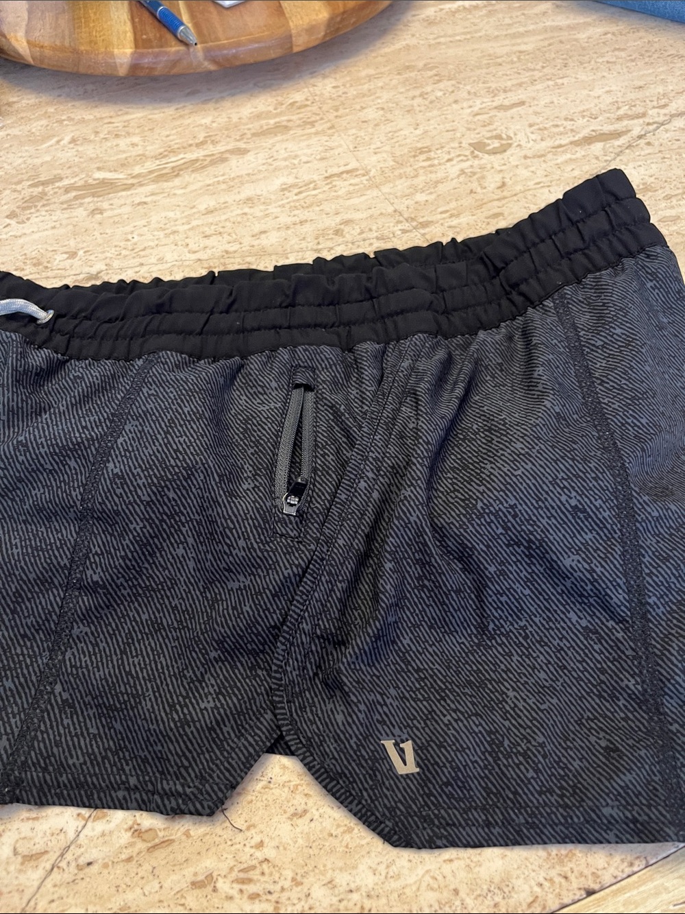 Vuori Black Heather Performance Running Shorts